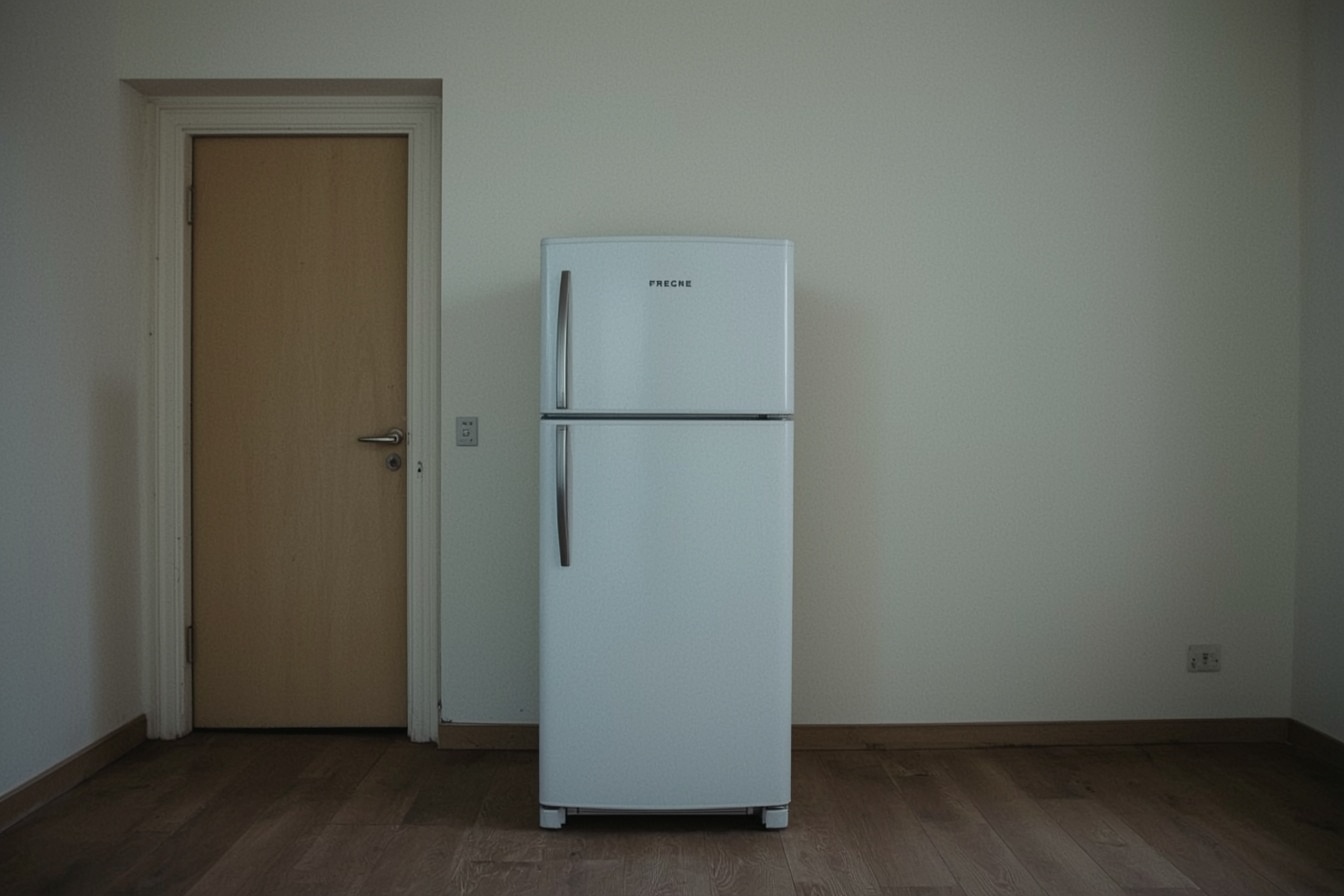 Kühl-Gefrier-Kombination zur Abholung im leeren Raum